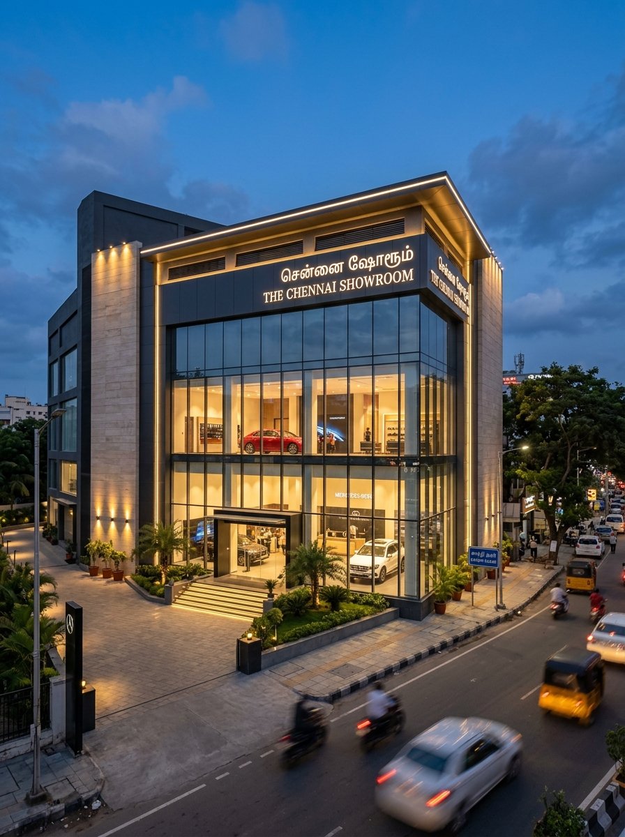 Commercial showroom structural glazing and ACP facade