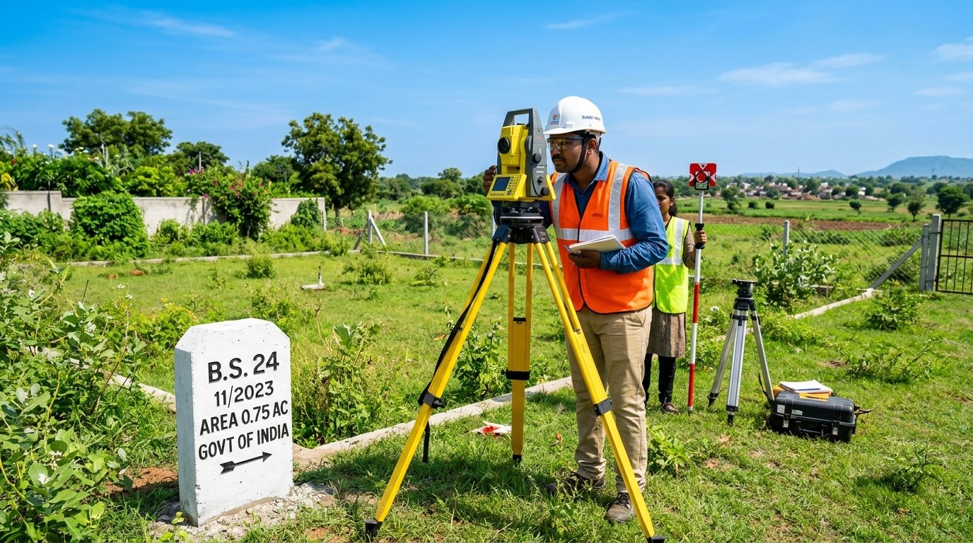 On-site civil engineer boundary survey and inspection
